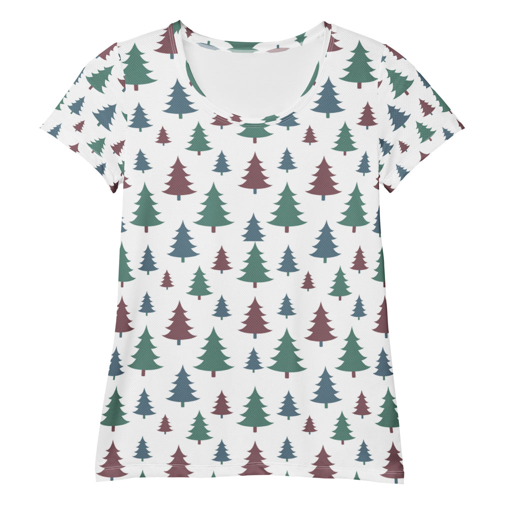 Women’s Christmas Tree Performance Athletic T-Shirt - Lightweight Moisture Wicking Workout Top with UPF 50+