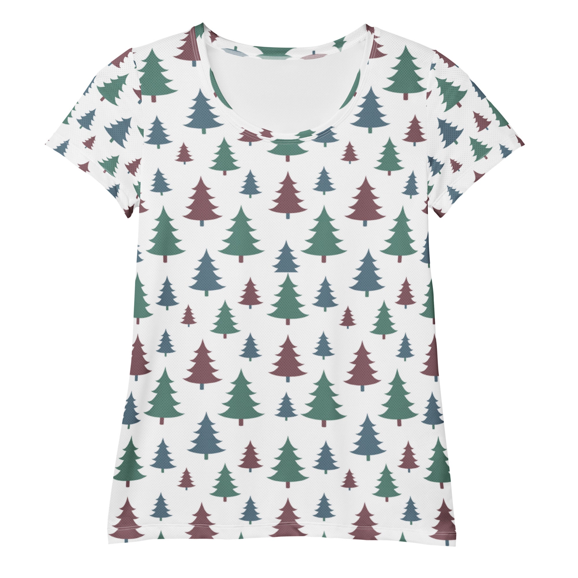 Women’s Christmas Tree Performance Athletic T-Shirt - Lightweight Moisture Wicking Workout Top with UPF 50+