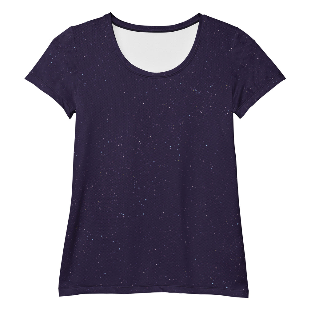 Women’s Purple Galaxy Performance Athletic T-Shirt - Lightweight Moisture Wicking Workout Top with UPF 50+