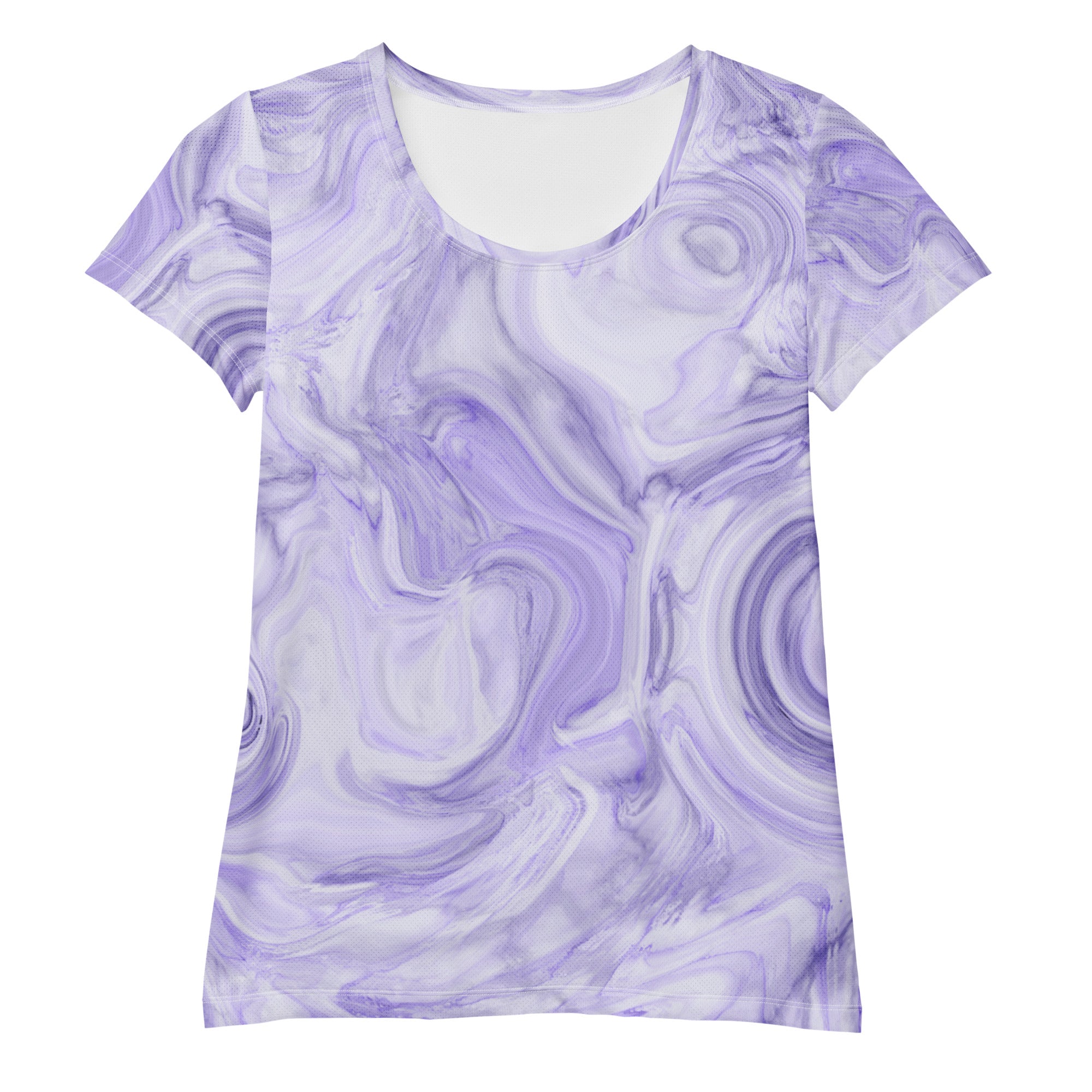 Women’s Lavender Marble Performance Athletic T-Shirt - Lightweight Moisture Wicking Workout Top with UPF 50+