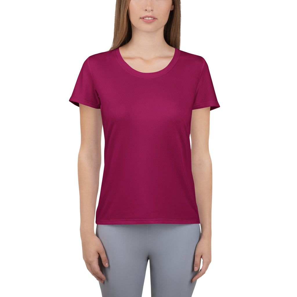Women’s Magenta Performance Athletic T-Shirt - Lightweight Moisture Wicking Workout Top with UPF 50+