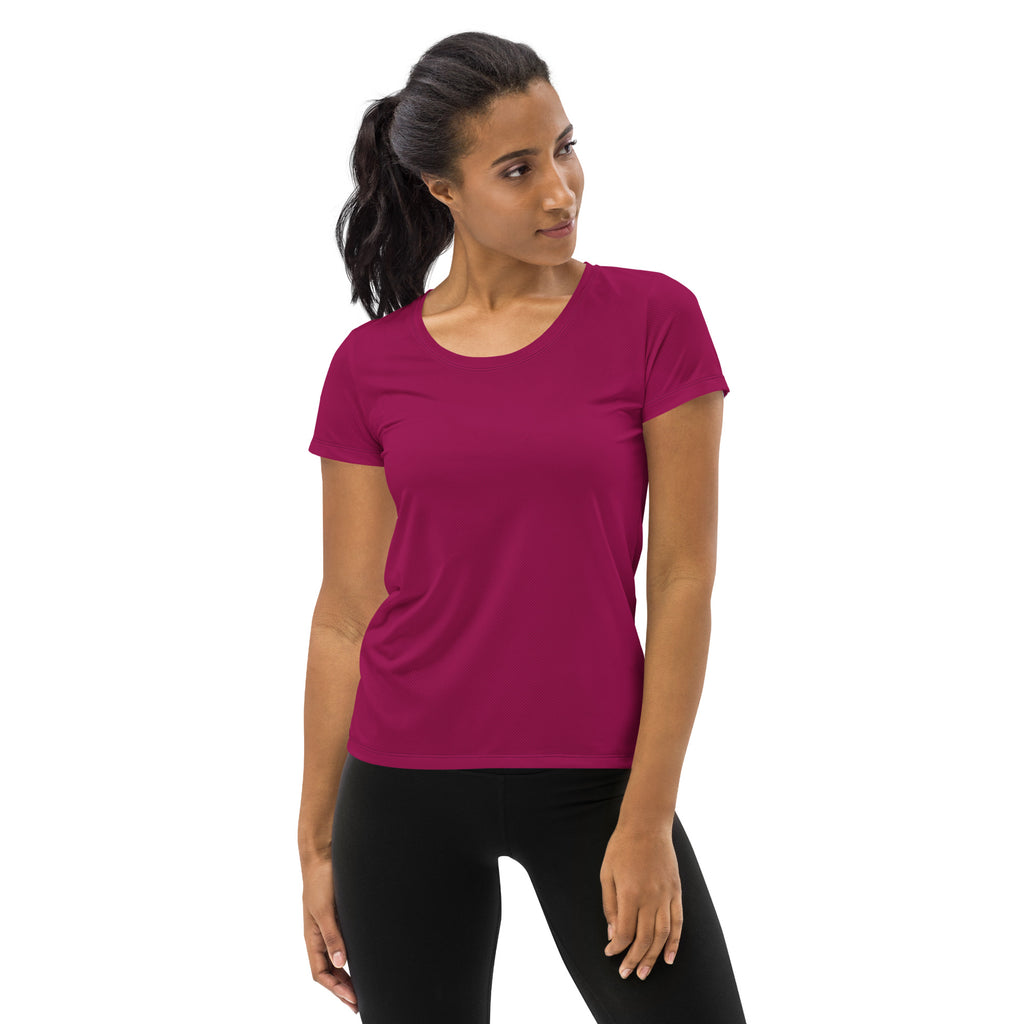 Women’s Magenta Performance Athletic T-Shirt - Lightweight Moisture Wicking Workout Top with UPF 50+