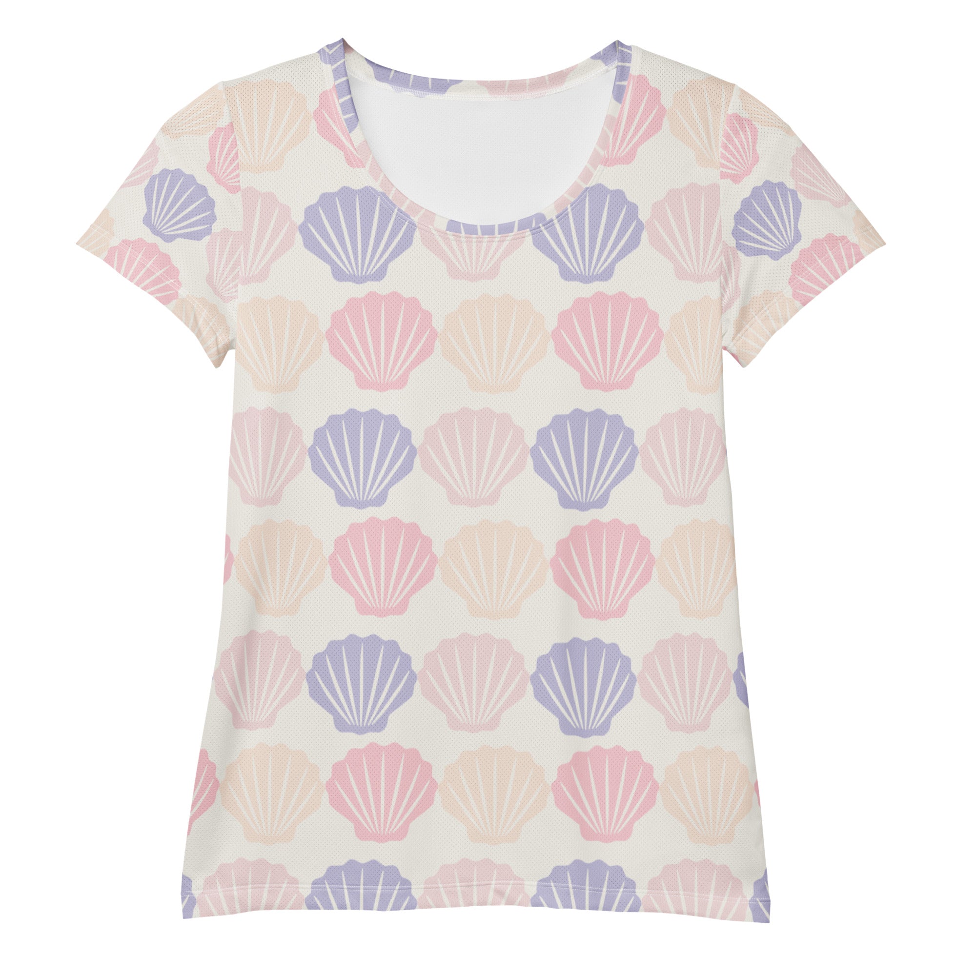 Women’s Pastel Seashell Performance Athletic T-Shirt - Lightweight Moisture Wicking Workout Top with UPF 50+