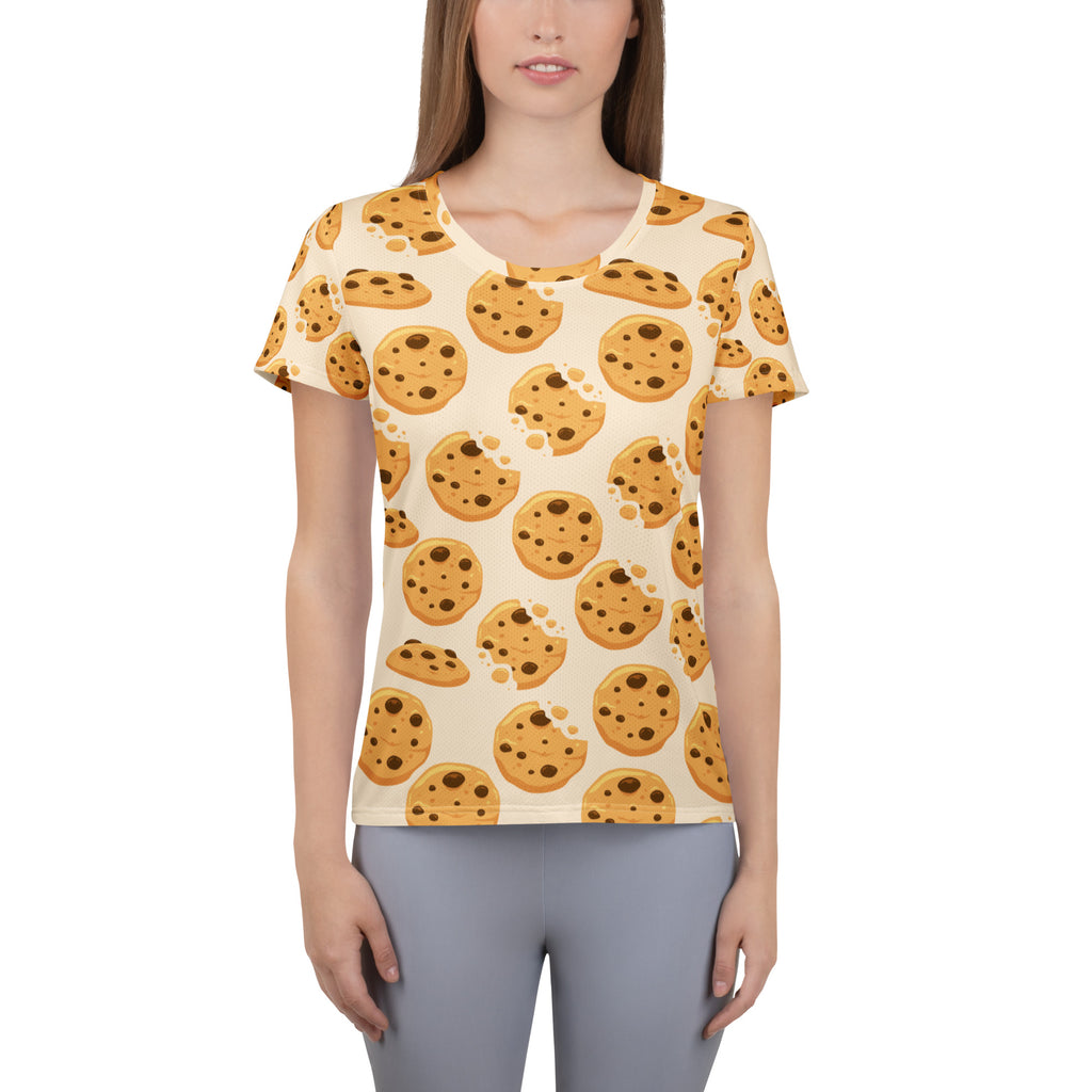 Women’s Chocolate Chip Cookie Performance Athletic T-Shirt - Lightweight Moisture Wicking Workout Top with UPF 50+