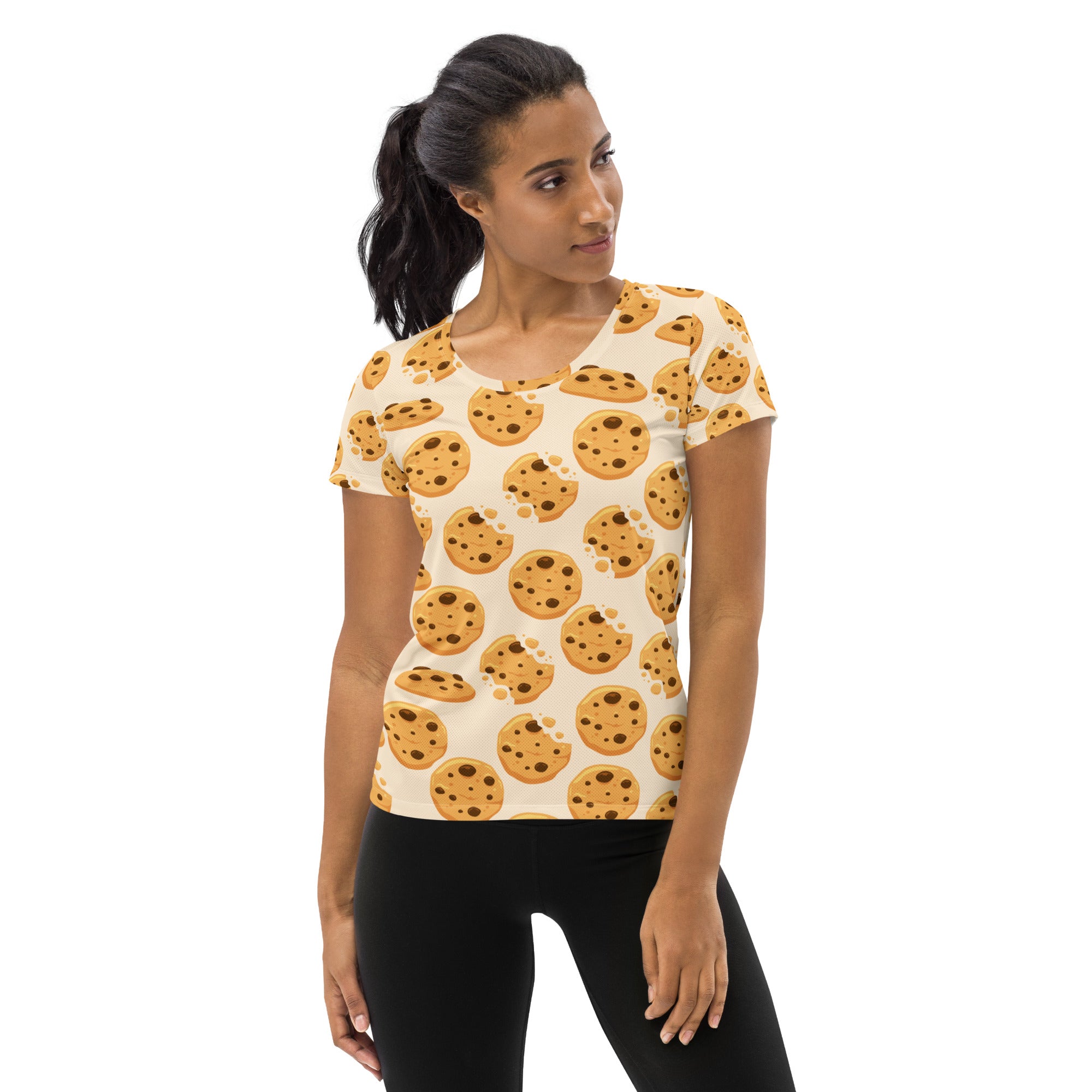 Women’s Chocolate Chip Cookie Performance Athletic T-Shirt - Lightweight Moisture Wicking Workout Top with UPF 50+