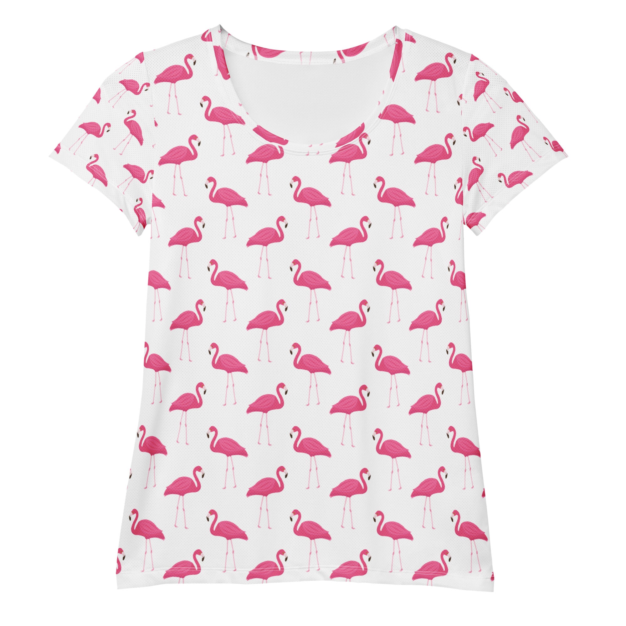 Women’s Pink Flamingo Performance Athletic T-Shirt - Lightweight Moisture Wicking Workout Top with UPF 50+
