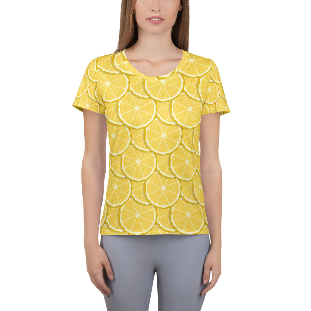 Women’s Lemon Performance Athletic T-Shirt - Lightweight Moisture Wicking Workout Top with UPF 50+