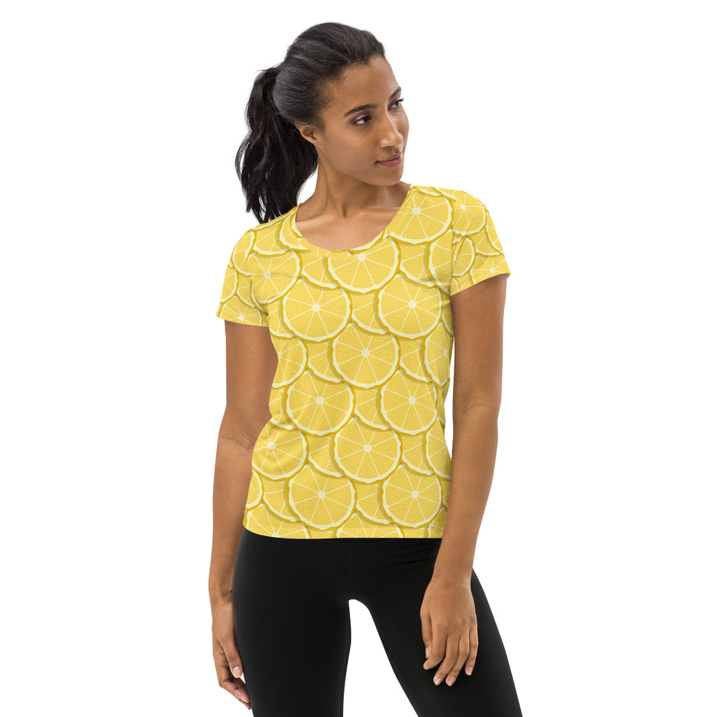 Women’s Lemon Performance Athletic T-Shirt - Lightweight Moisture Wicking Workout Top with UPF 50+