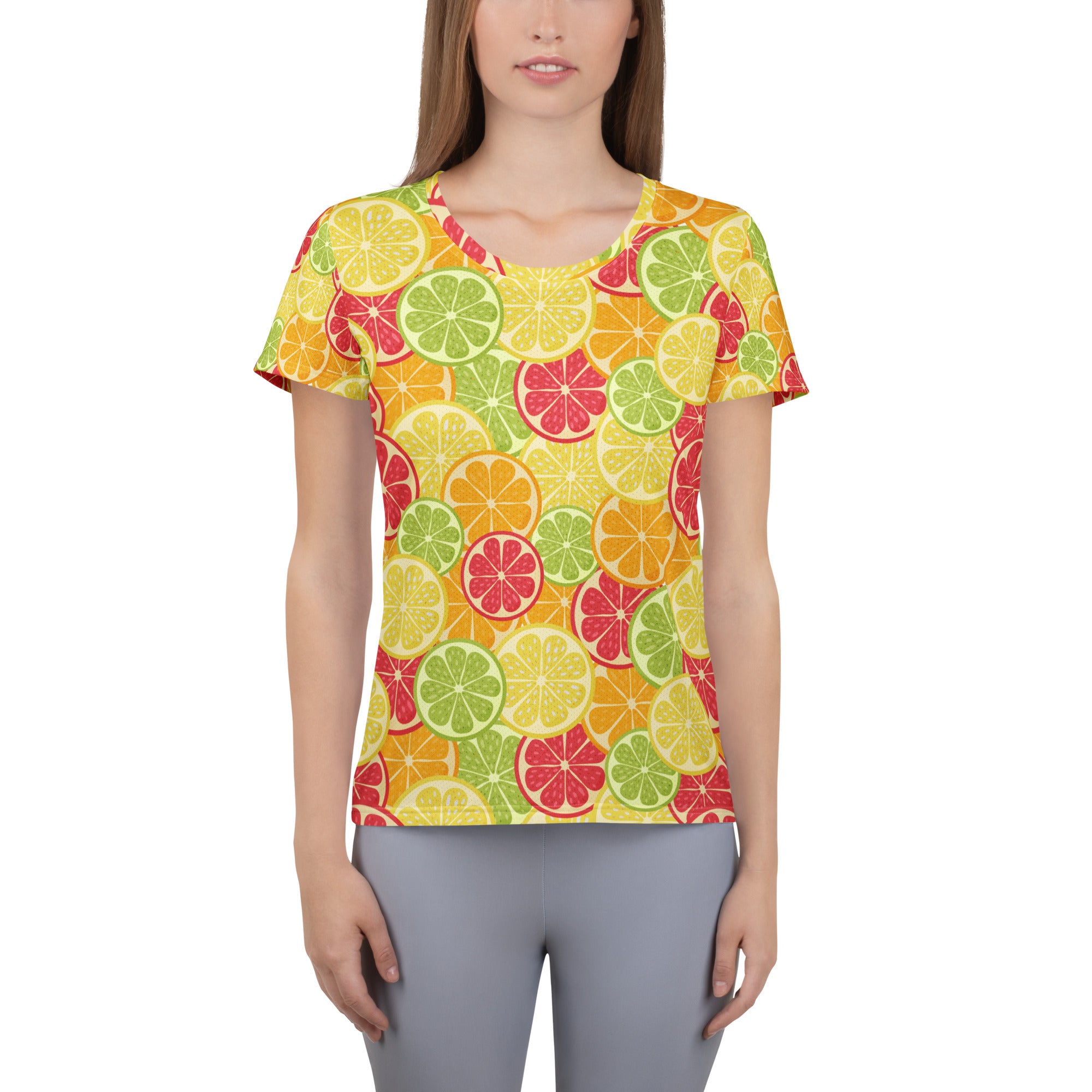 Women’s Colorful Citrus Performance Athletic T-Shirt - Lightweight Moisture Wicking Workout Top with UPF 50+