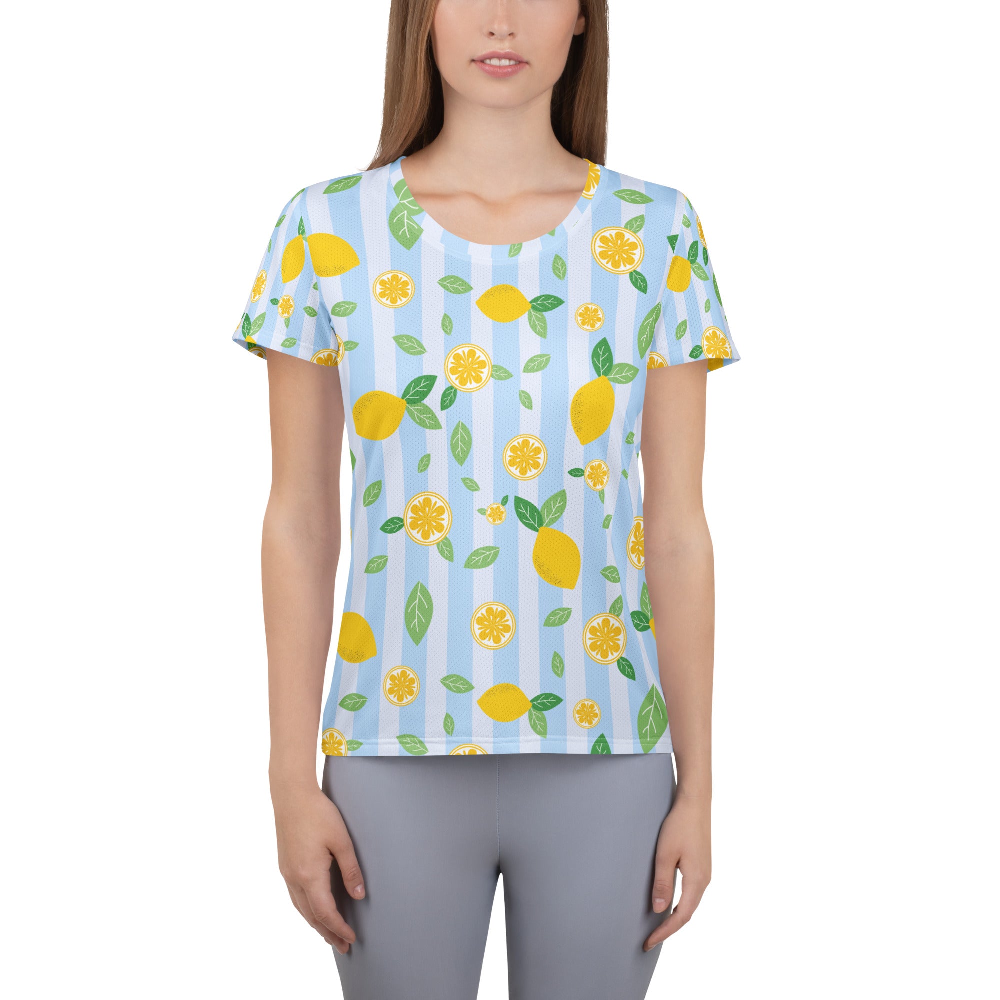 Women’s Lemon Stripe Performance Athletic T-Shirt - Lightweight Moisture Wicking Workout Top with UPF 50+ (Copy)