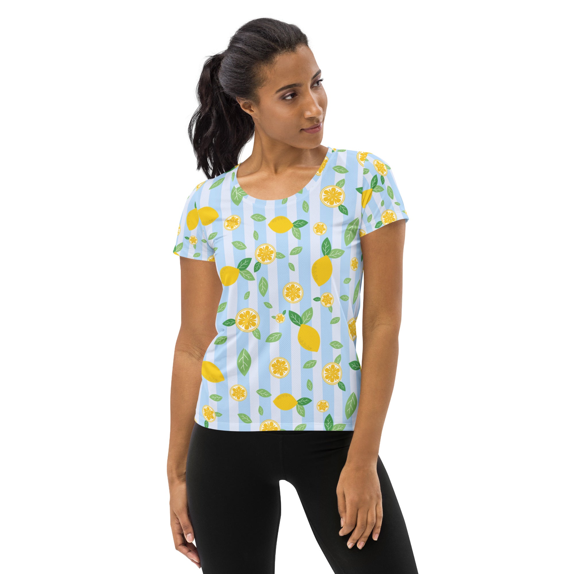 Women’s Lemon Stripe Performance Athletic T-Shirt - Lightweight Moisture Wicking Workout Top with UPF 50+ (Copy)