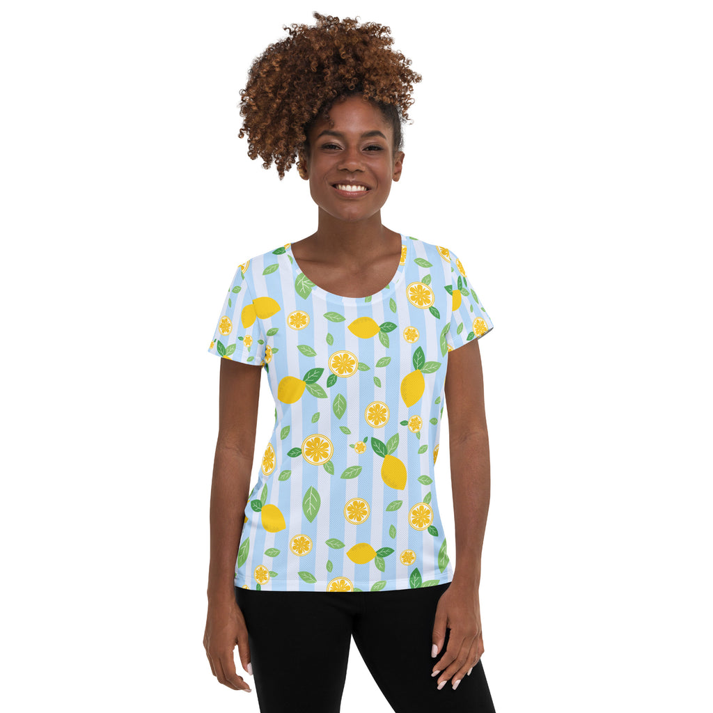 Women’s Lemon Stripe Performance Athletic T-Shirt - Lightweight Moisture Wicking Workout Top with UPF 50+ (Copy)