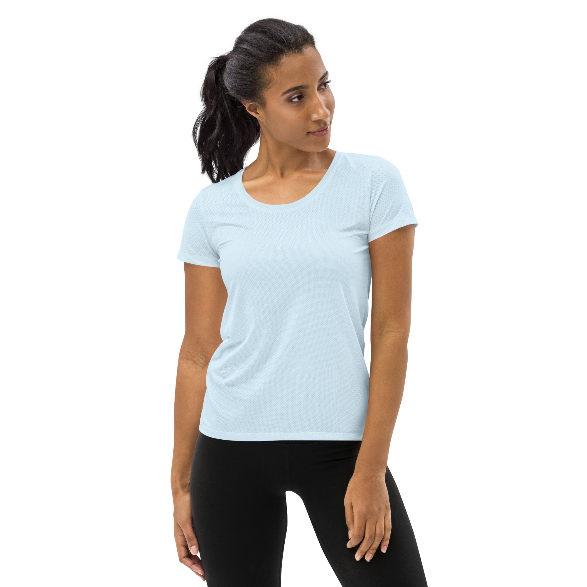 Women’s Cotton Candy Blue Performance Athletic T-Shirt - Lightweight Moisture Wicking Workout Top with UPF 50+