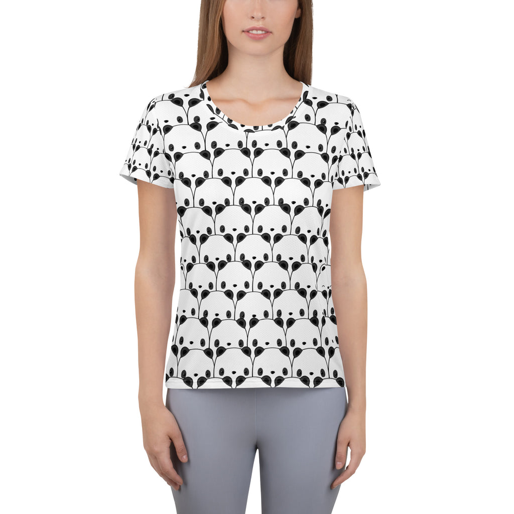 Women’s Cute Panda Performance Athletic T-Shirt - Lightweight Moisture Wicking Workout Top with UPF 50+