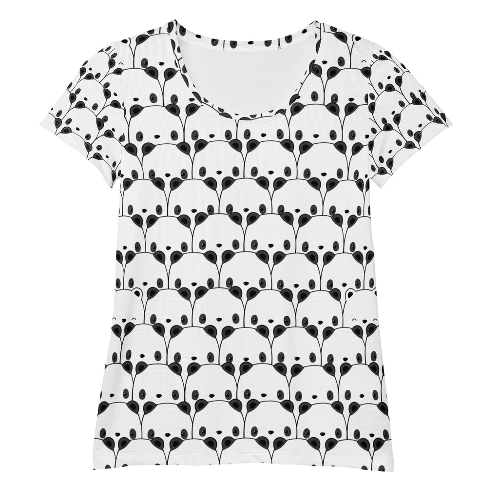 Women’s Cute Panda Performance Athletic T-Shirt - Lightweight Moisture Wicking Workout Top with UPF 50+