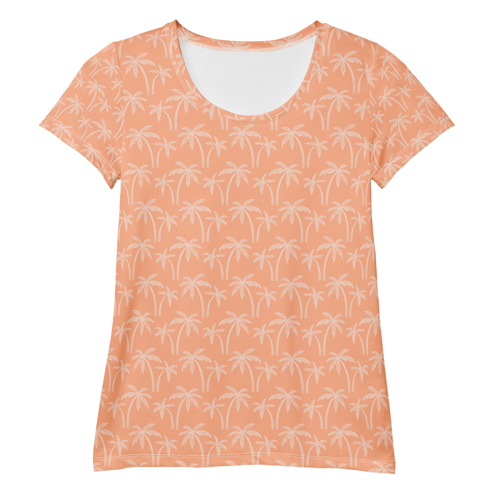Women’s Peach Palm Performance Athletic T-Shirt - Lightweight Moisture Wicking Workout Top with UPF 50+