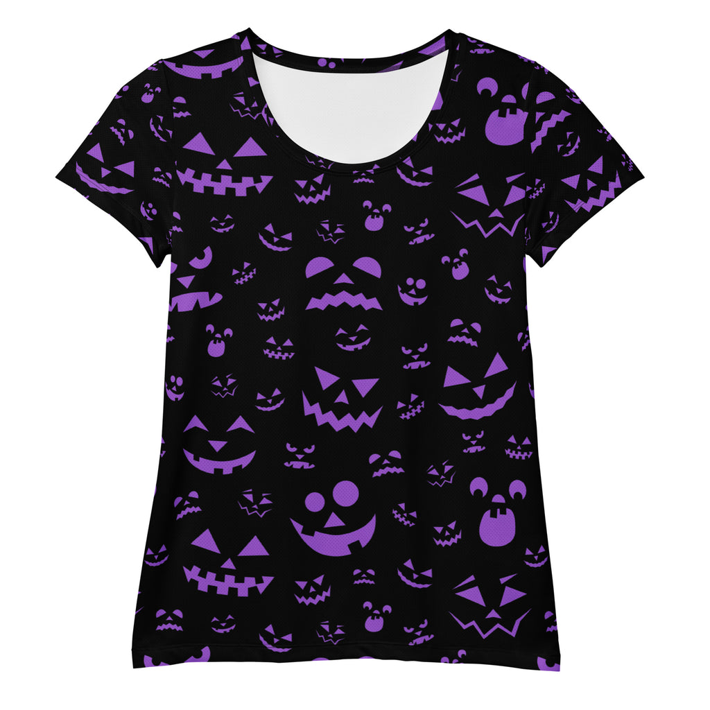 Women’s Purple Jack-O'-Lantern Athletic T-Shirt - Lightweight Moisture Wicking Workout Top with UPF 50+