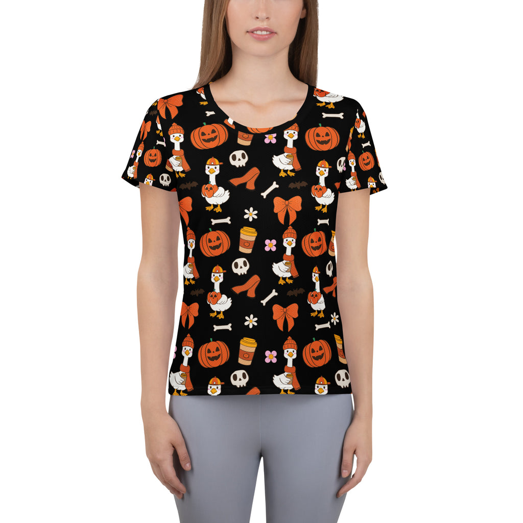 Women’s Halloween Goose Athletic T-Shirt - Lightweight Moisture Wicking Workout Top with UPF 50+