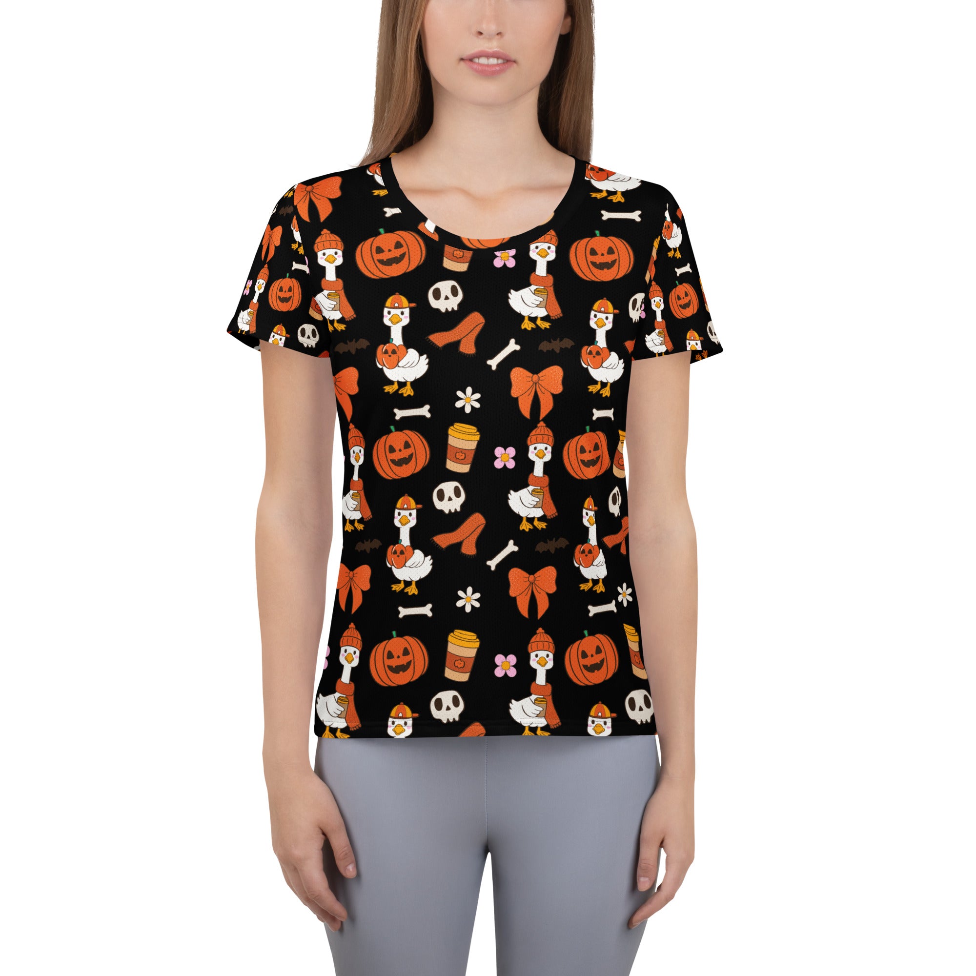 Women’s Halloween Goose Athletic T-Shirt - Lightweight Moisture Wicking Workout Top with UPF 50+