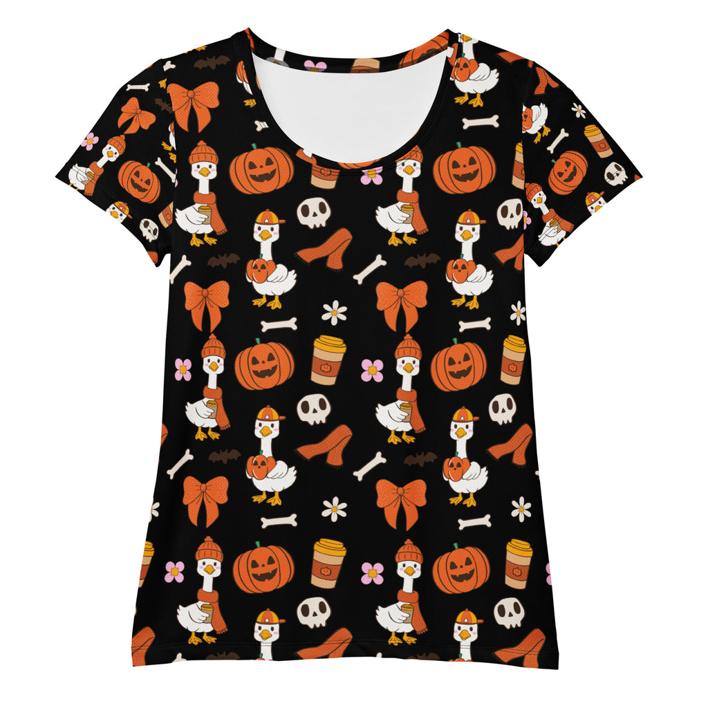 Women’s Halloween Goose Athletic T-Shirt - Lightweight Moisture Wicking Workout Top with UPF 50+