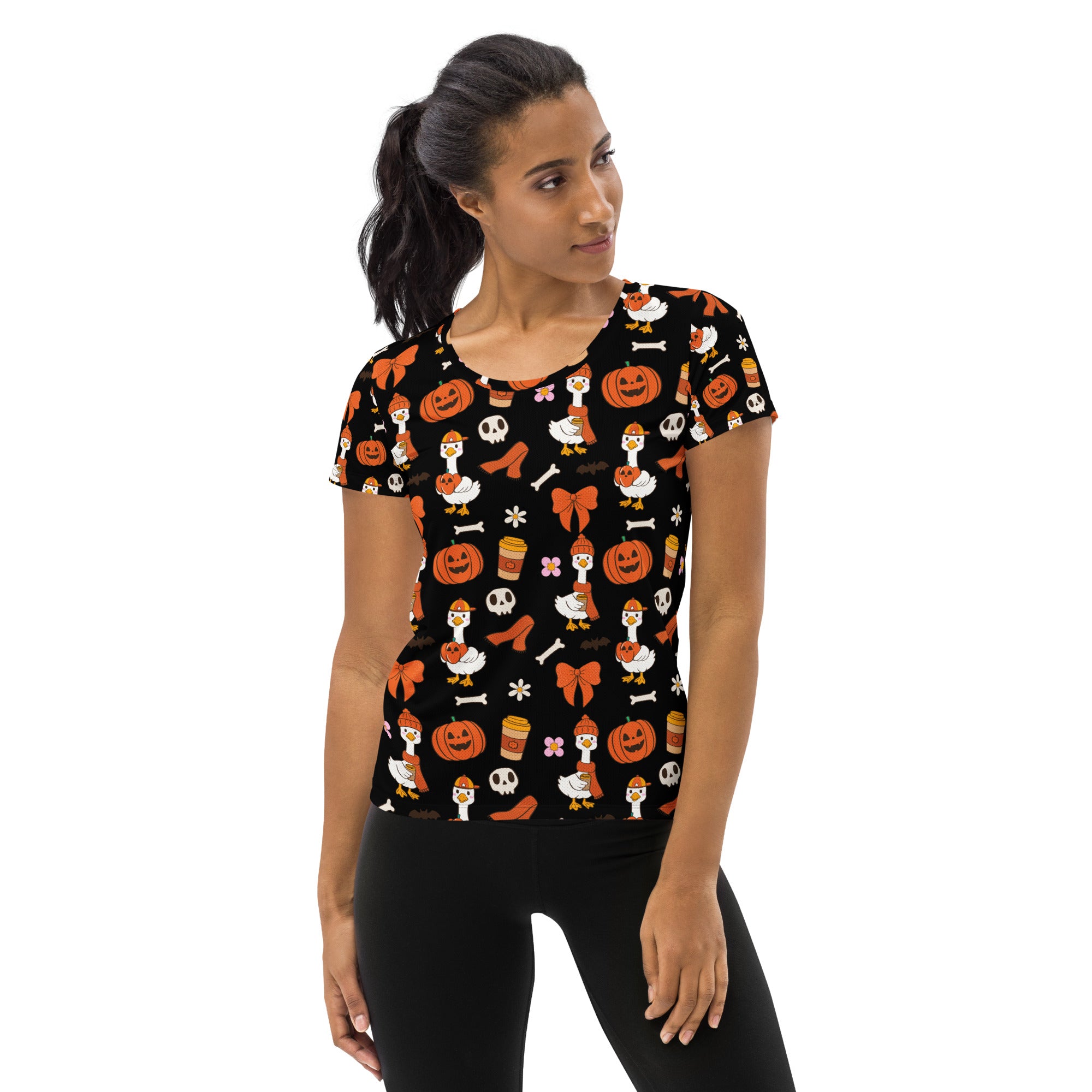 Women’s Halloween Goose Athletic T-Shirt - Lightweight Moisture Wicking Workout Top with UPF 50+
