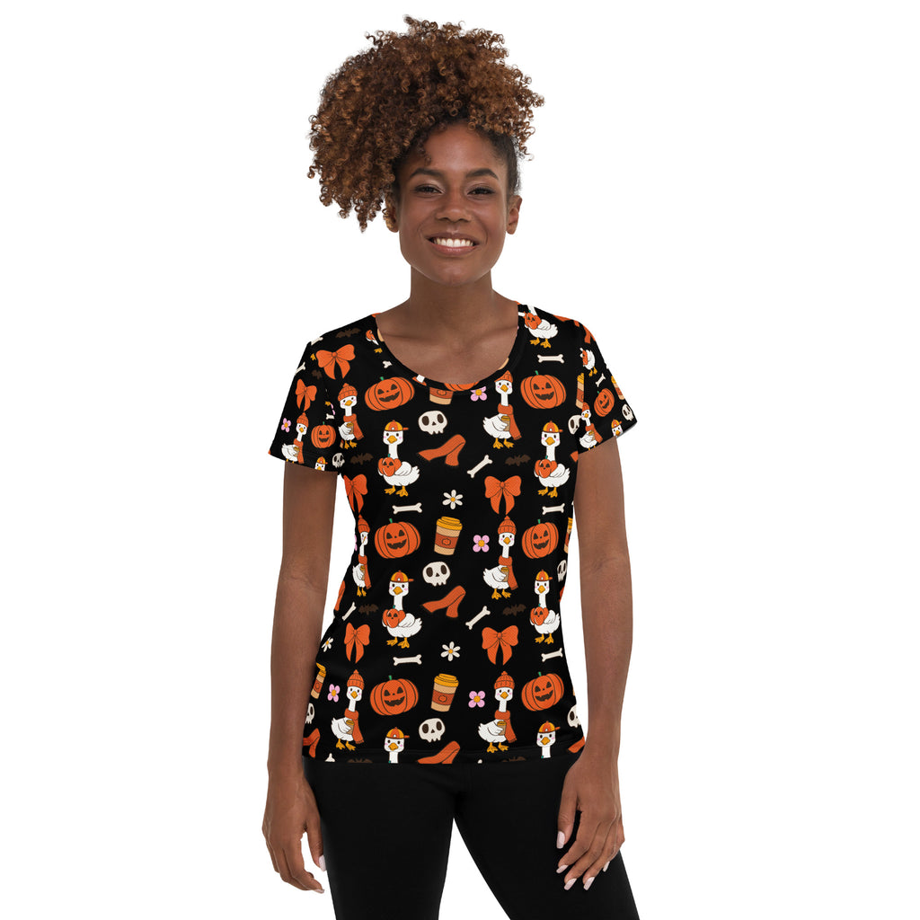 Women’s Halloween Goose Athletic T-Shirt - Lightweight Moisture Wicking Workout Top with UPF 50+