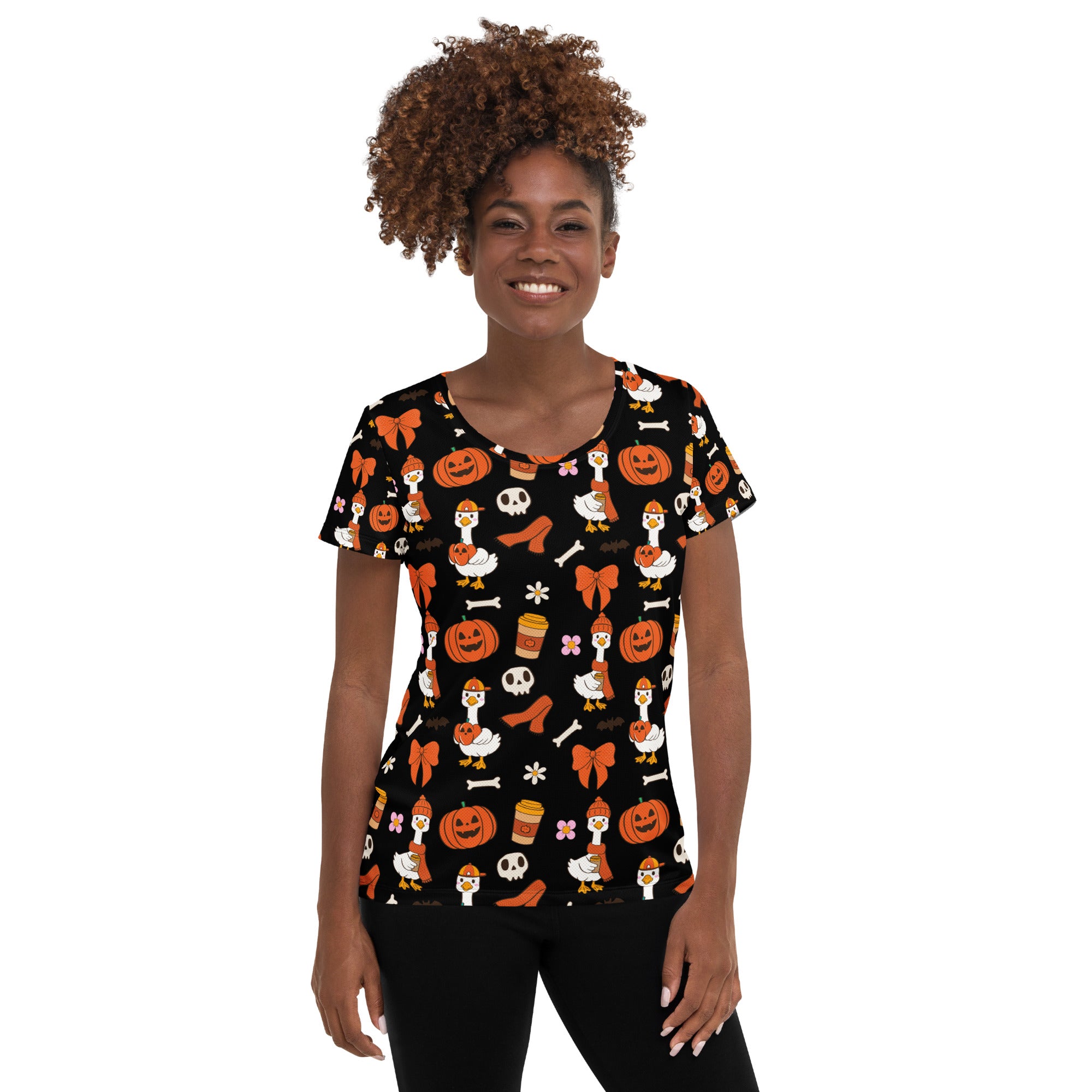 Women’s Halloween Goose Athletic T-Shirt - Lightweight Moisture Wicking Workout Top with UPF 50+