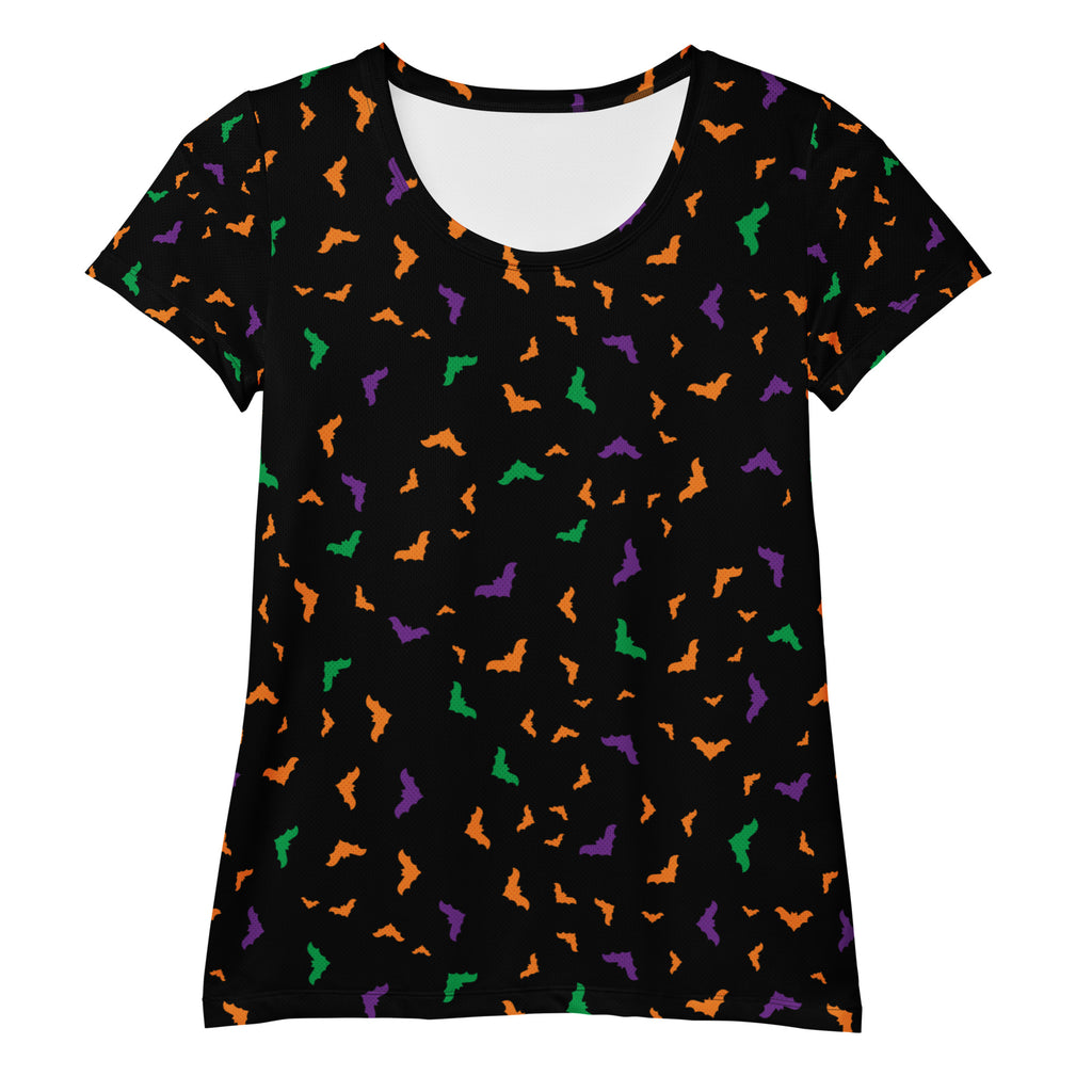 Women’s Colorful Bat Athletic T-Shirt - Lightweight Moisture Wicking Workout Top with UPF 50+