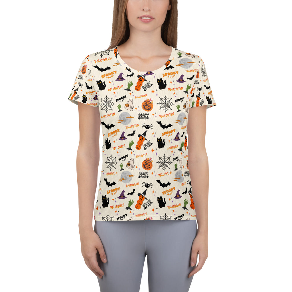 Women’s Cute Halloween Athletic T-Shirt - Lightweight Moisture Wicking Workout Top with UPF 50+