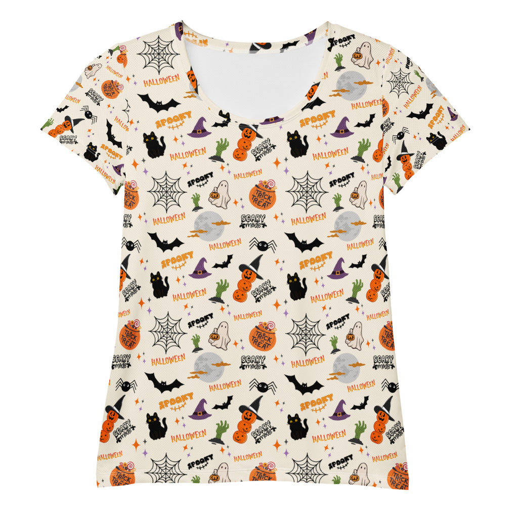 Women’s Cute Halloween Athletic T-Shirt - Lightweight Moisture Wicking Workout Top with UPF 50+
