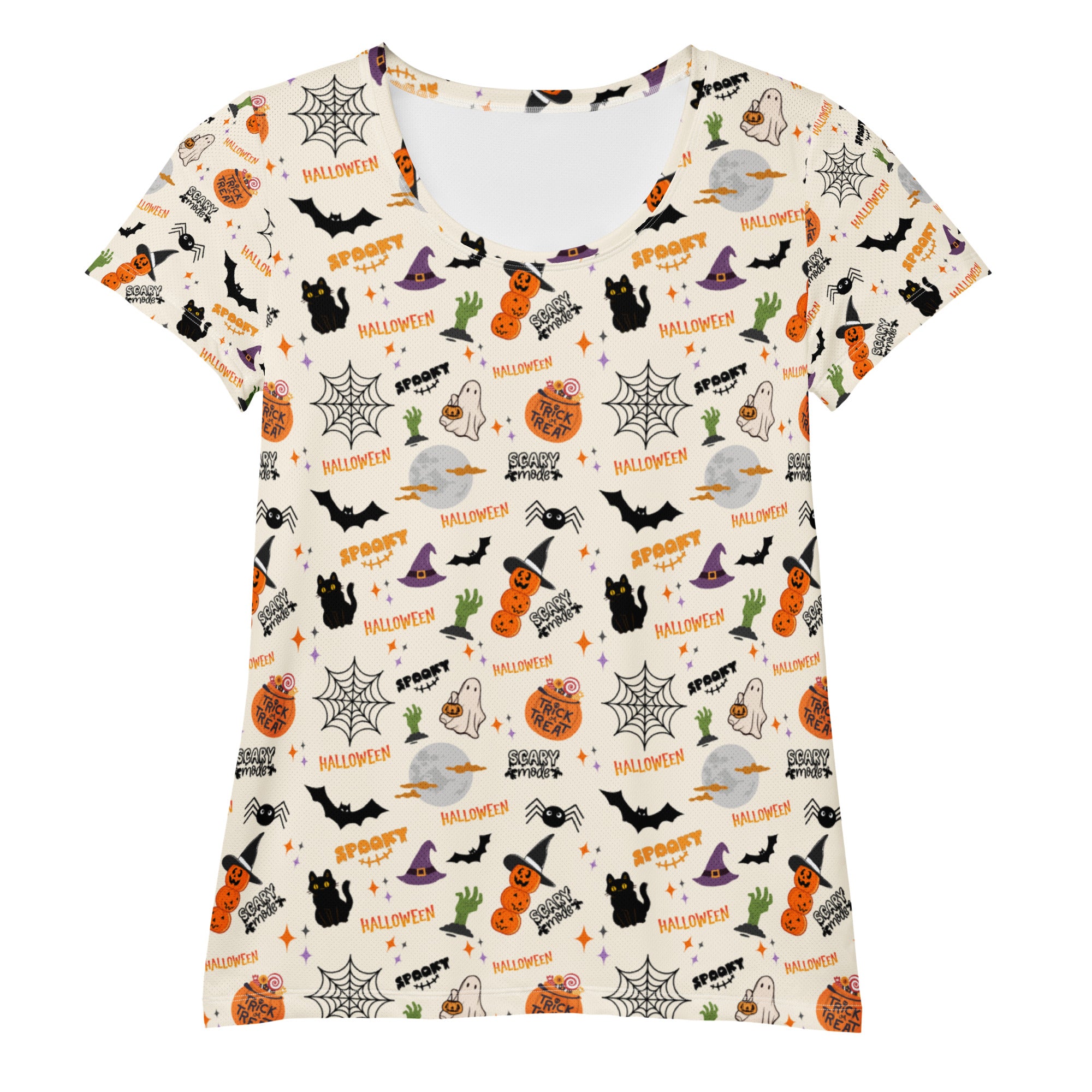 Women’s Cute Halloween Athletic T-Shirt - Lightweight Moisture Wicking Workout Top with UPF 50+
