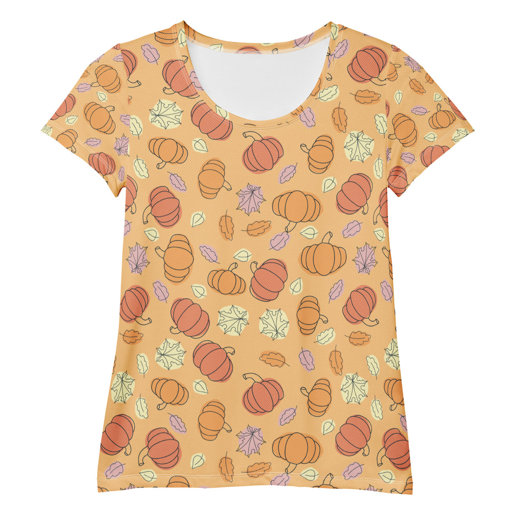 Women’s Pumpkin Patch Athletic T-Shirt - Lightweight Moisture Wicking Workout Top with UPF 50+