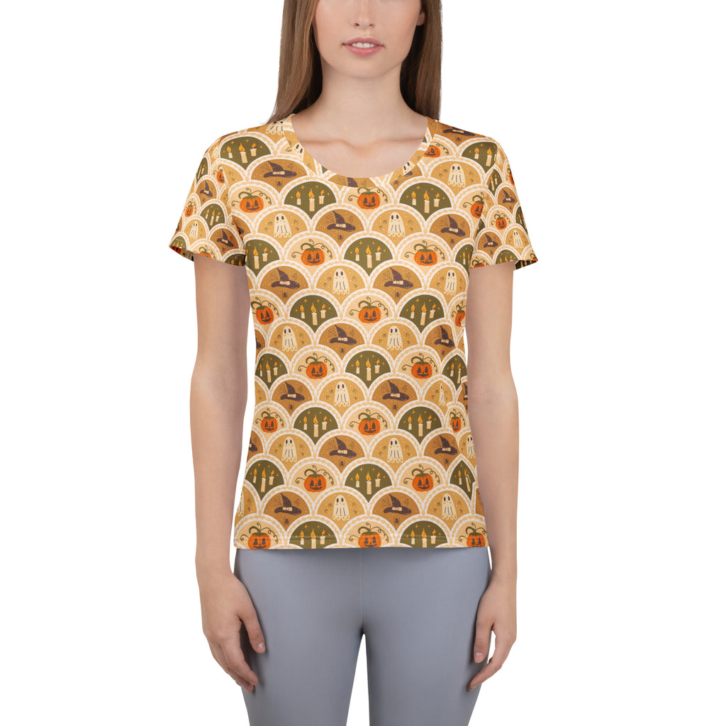 Women’s Retro Halloween Athletic T-Shirt - Lightweight Moisture Wicking Workout Top with UPF 50+
