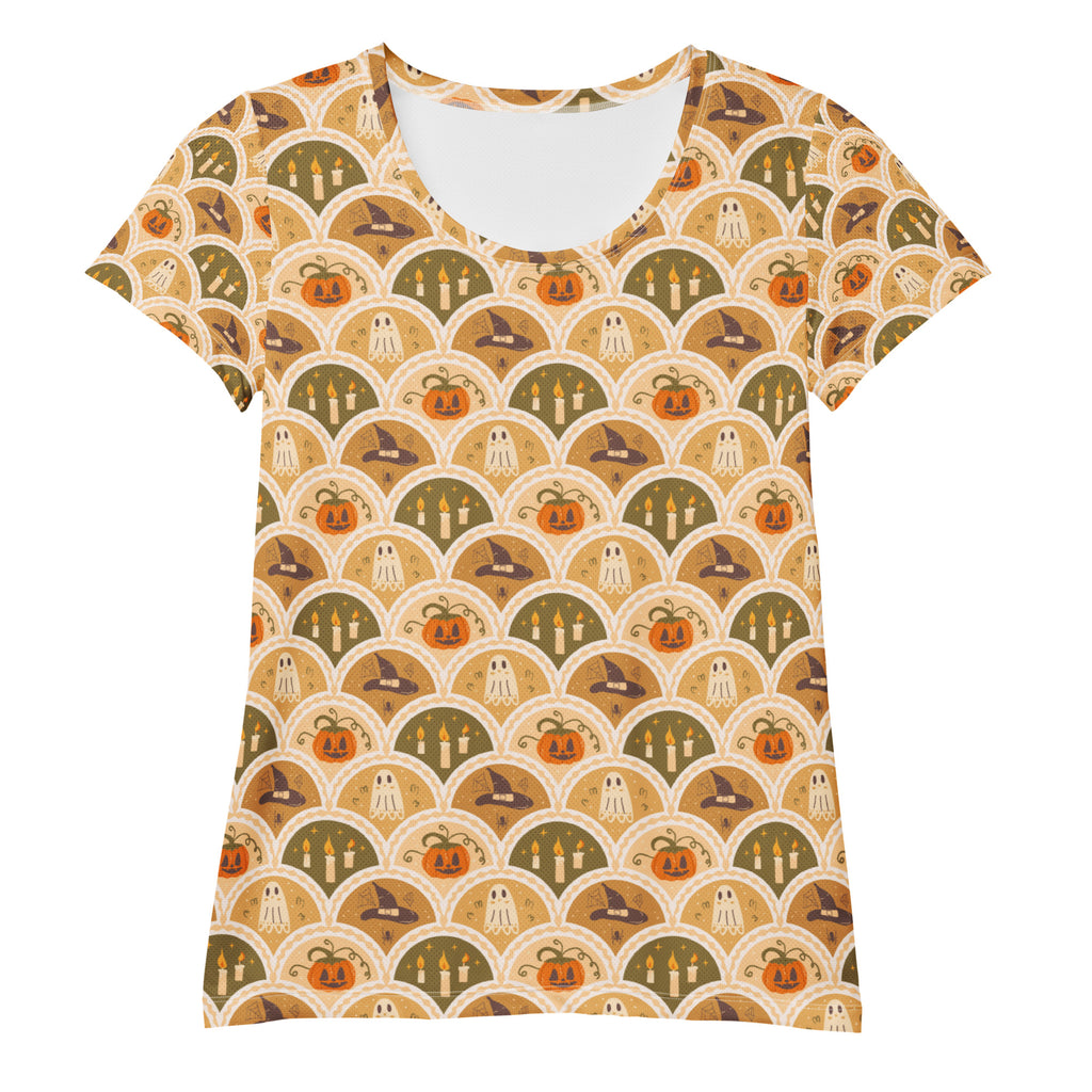 Women’s Retro Halloween Athletic T-Shirt - Lightweight Moisture Wicking Workout Top with UPF 50+