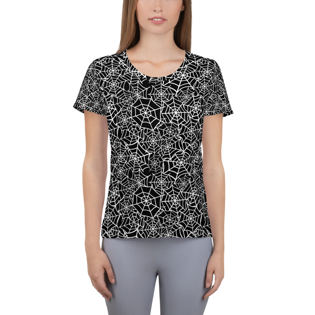 Women’s Spider Web Athletic T-Shirt - Lightweight Moisture Wicking Workout Top With UPF 50+