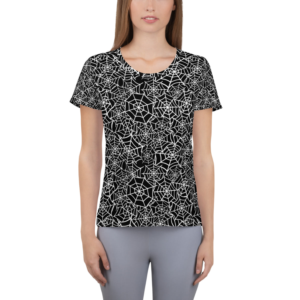 Women’s Spider Web Athletic T-Shirt - Lightweight Moisture Wicking Workout Top With UPF 50+