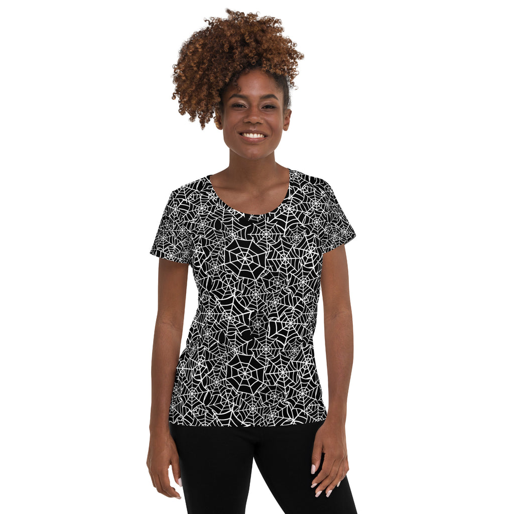 Women’s Spider Web Athletic T-Shirt - Lightweight Moisture Wicking Workout Top With UPF 50+