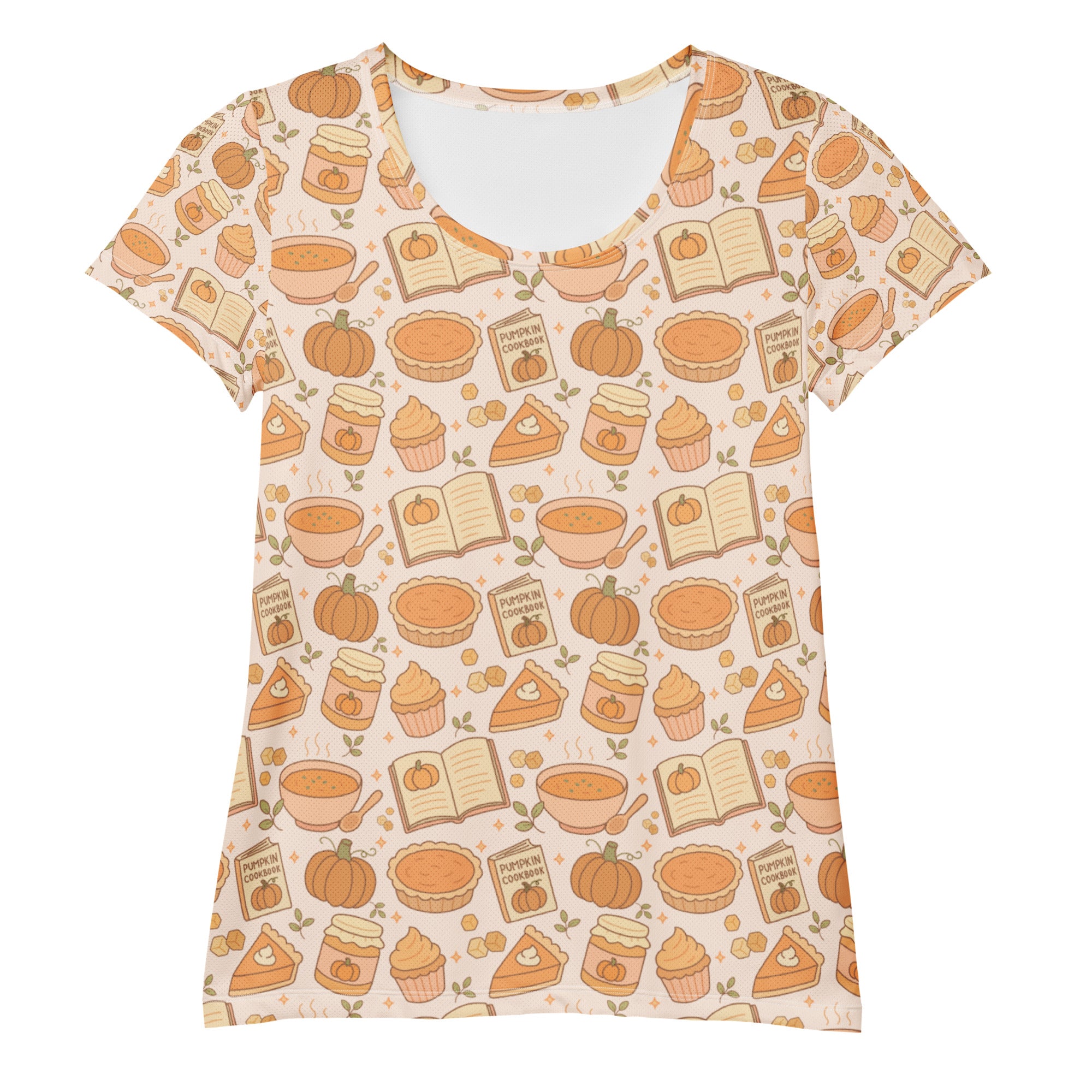 Women’s Pumpkin Pie Themed Athletic T-Shirt - Lightweight Moisture Wicking Workout Top with UPF 50+