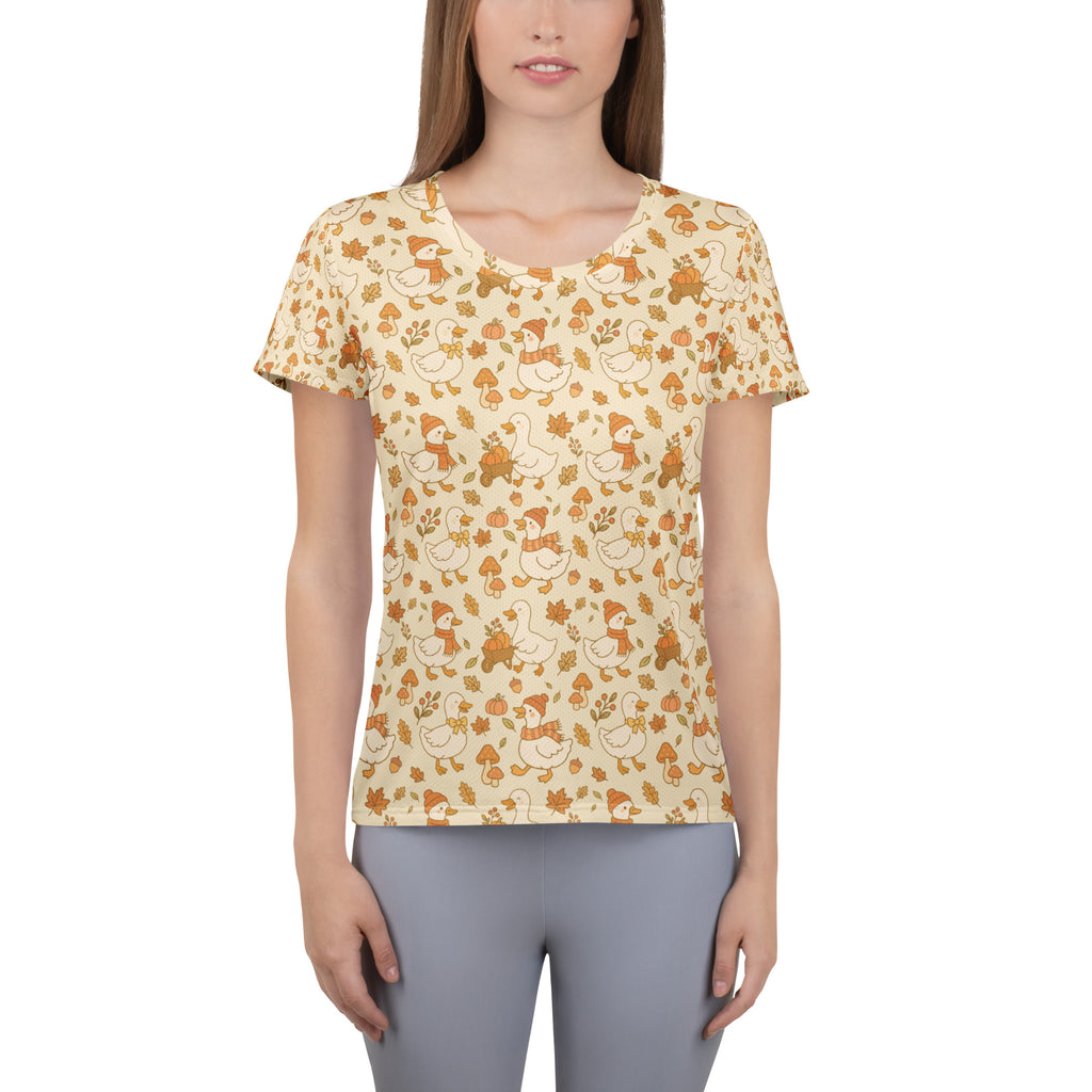 Women’s Fall Goose Athletic T-Shirt - Lightweight Moisture Wicking Workout Top with UPF 50+