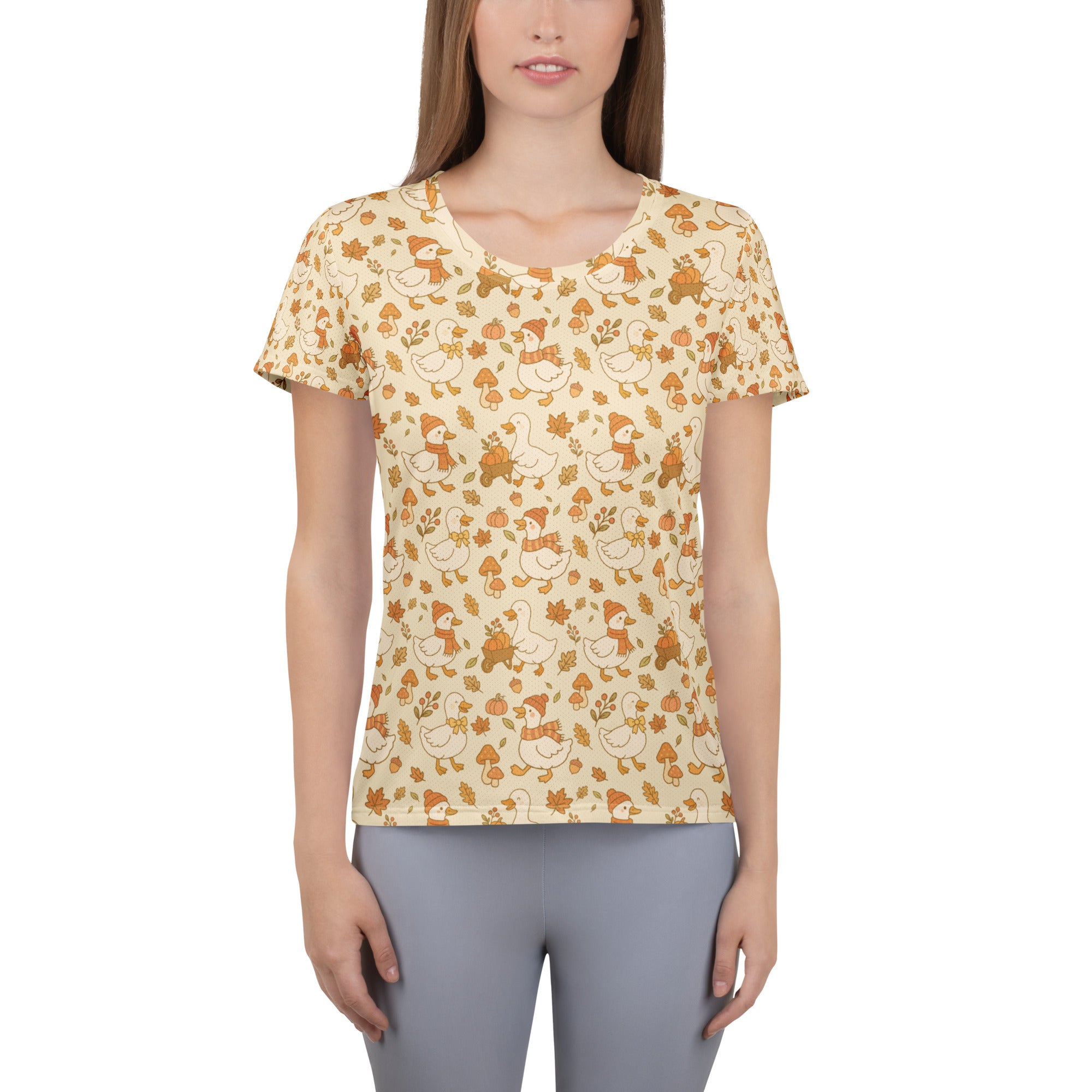 Women’s Fall Goose Athletic T-Shirt - Lightweight Moisture Wicking Workout Top with UPF 50+