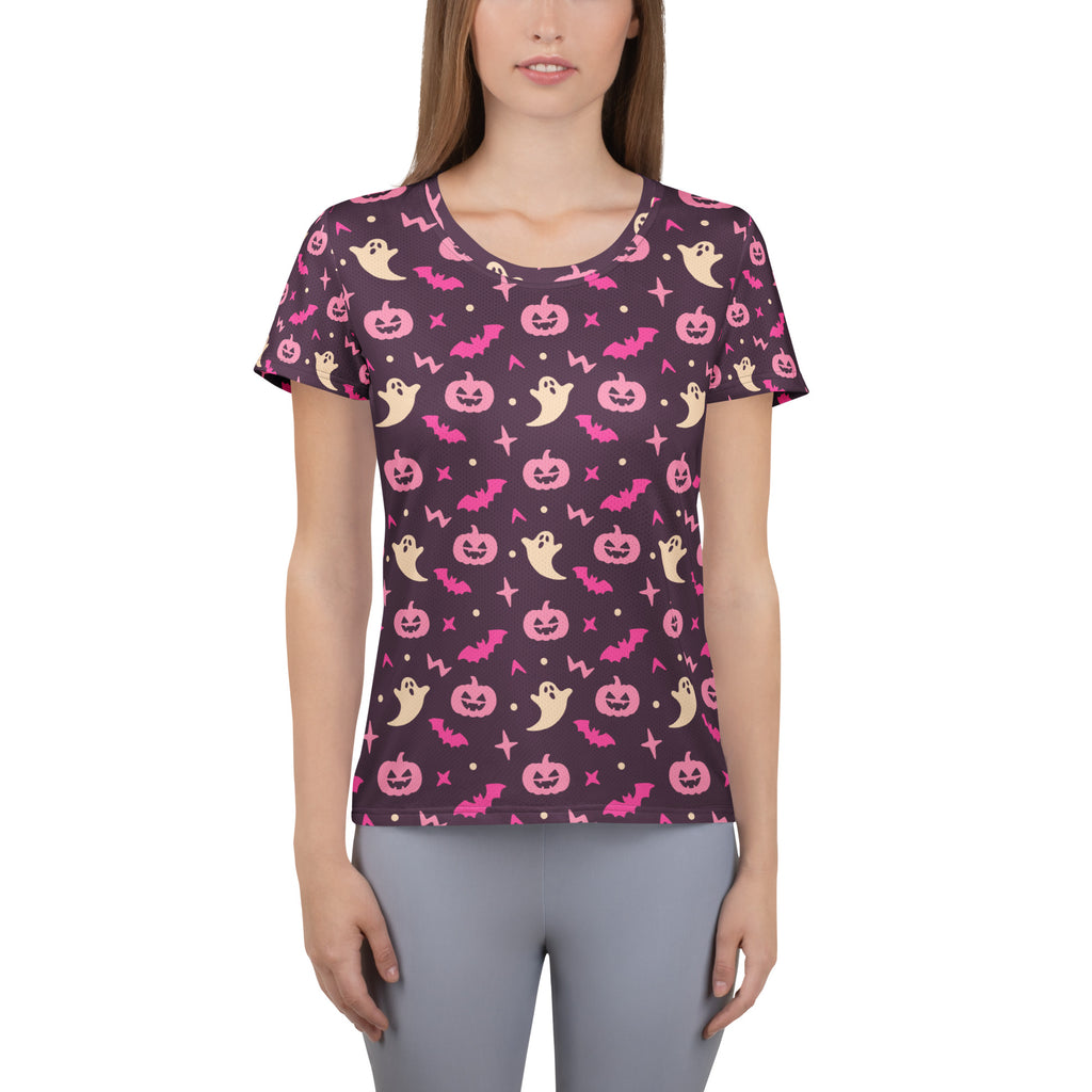 Women’s Purple Halloween Athletic T-Shirt - Lightweight Moisture Wicking Workout Top With UPF 50+