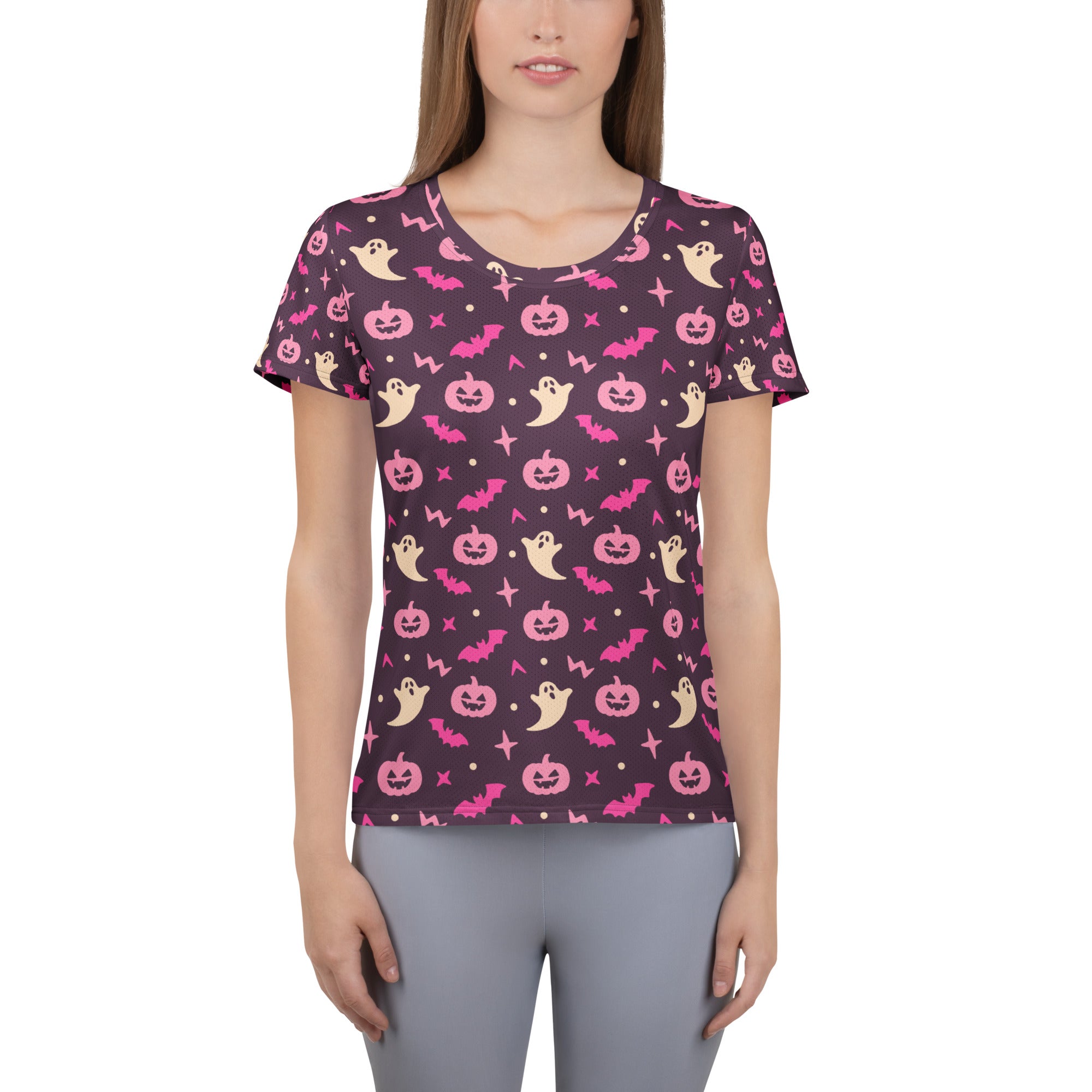 Women’s Purple Halloween Athletic T-Shirt - Lightweight Moisture Wicking Workout Top With UPF 50+