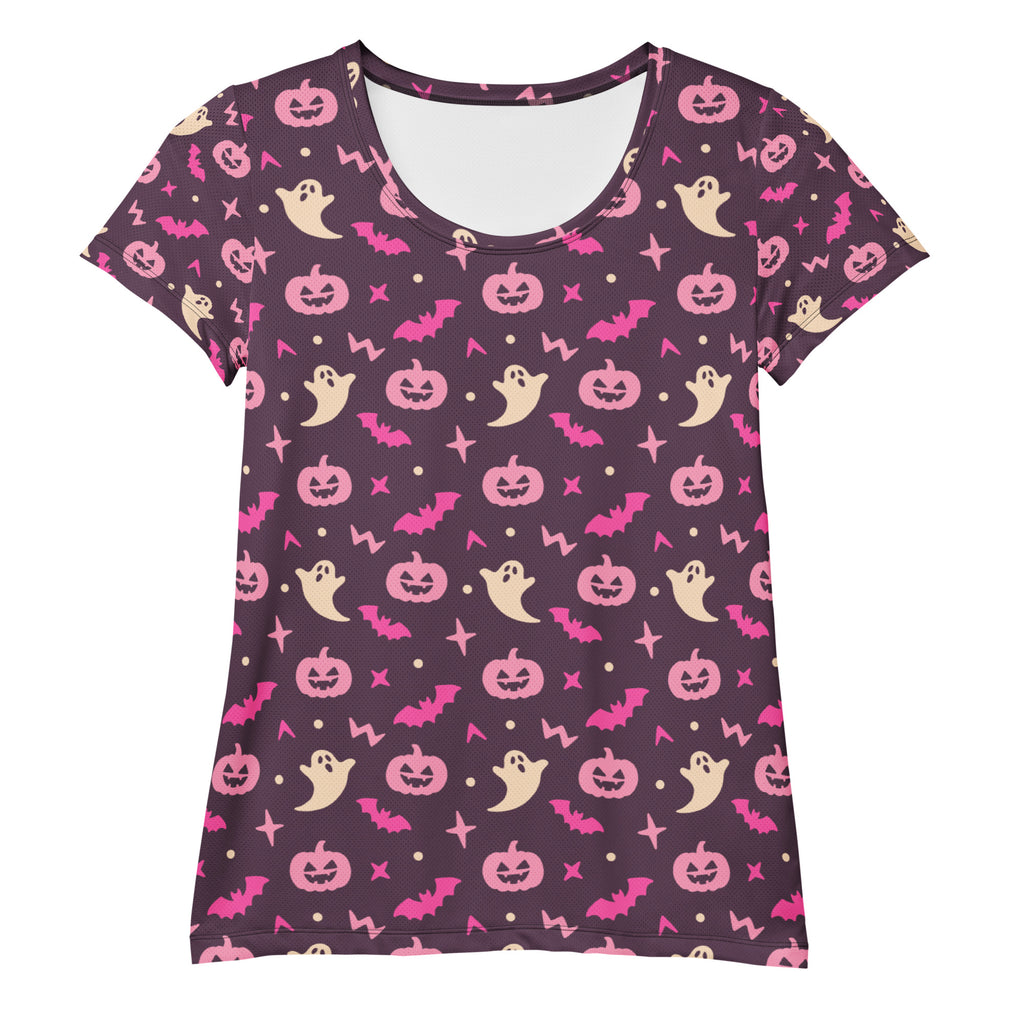 Women’s Purple Halloween Athletic T-Shirt - Lightweight Moisture Wicking Workout Top With UPF 50+