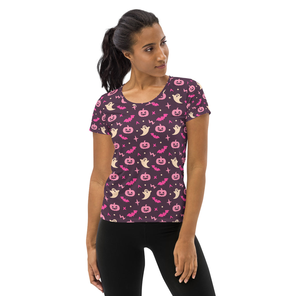 Women’s Purple Halloween Athletic T-Shirt - Lightweight Moisture Wicking Workout Top With UPF 50+