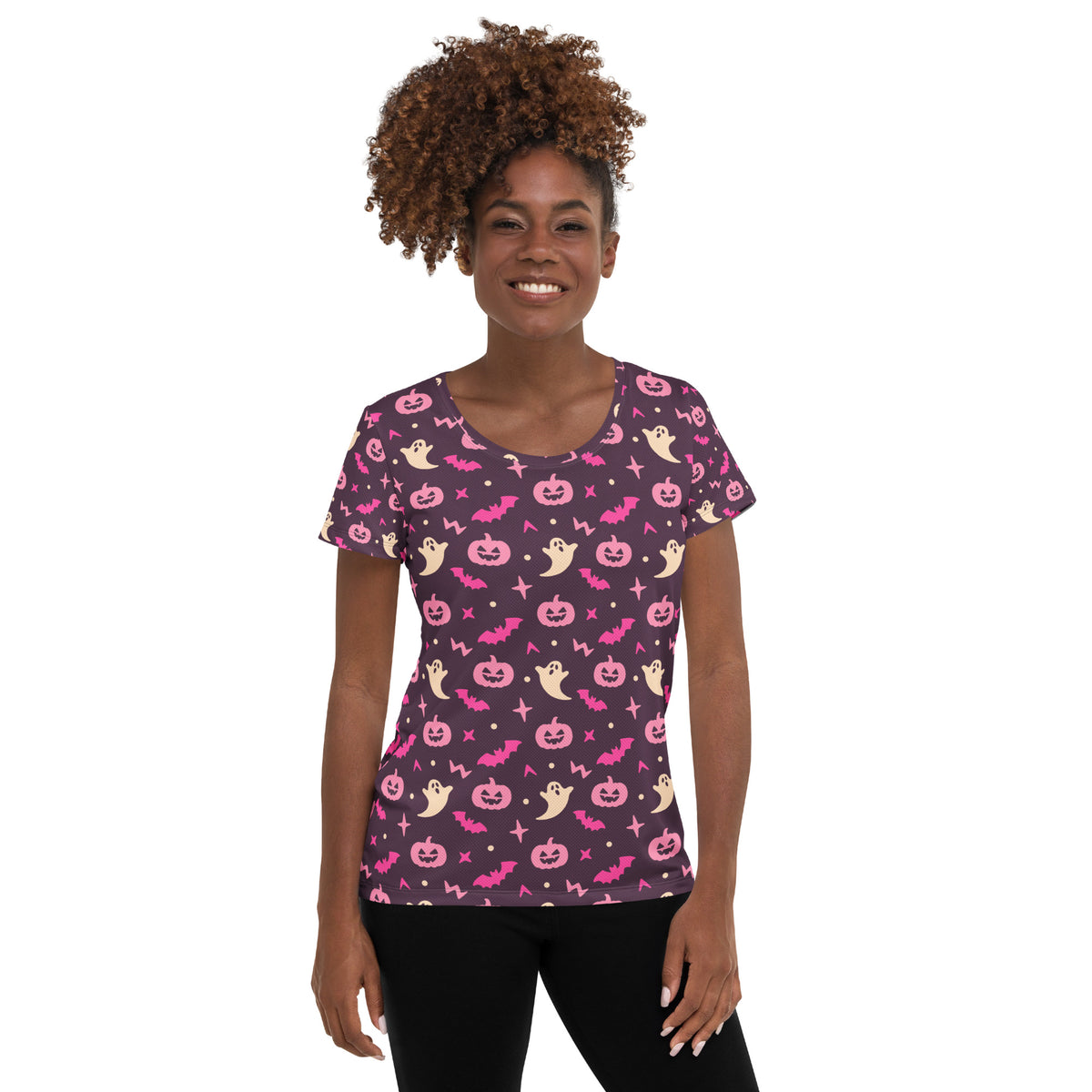 Women’s Purple Halloween Athletic T-Shirt - Lightweight Moisture Wicking Workout Top With UPF 50+