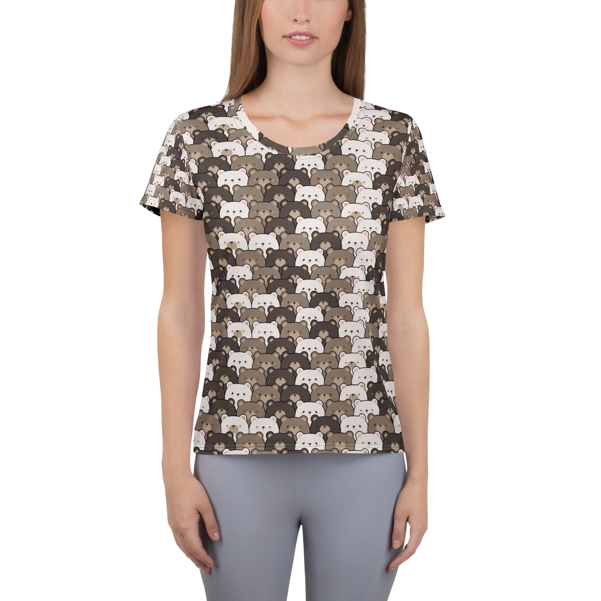 Women’s Cute Bear Athletic T-Shirt - Lightweight Moisture Wicking Workout Top With UPF 50+