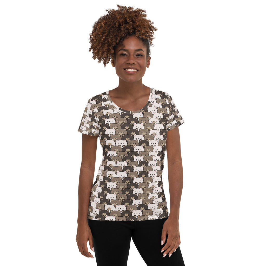 Women’s Cute Bear Athletic T-Shirt - Lightweight Moisture Wicking Workout Top With UPF 50+