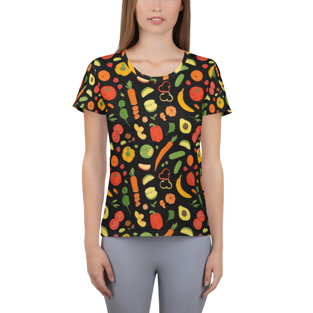 Women’s Fruit & Vegetable Athletic T-Shirt - Lightweight Moisture Wicking Workout Top With UPF 50+