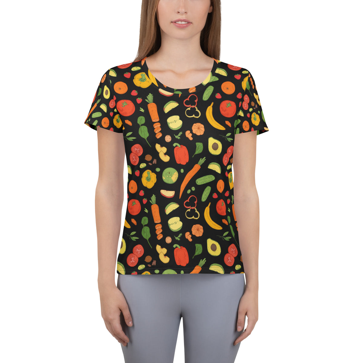 Women’s Fruit & Vegetable Athletic T-Shirt - Lightweight Moisture Wicking Workout Top With UPF 50+