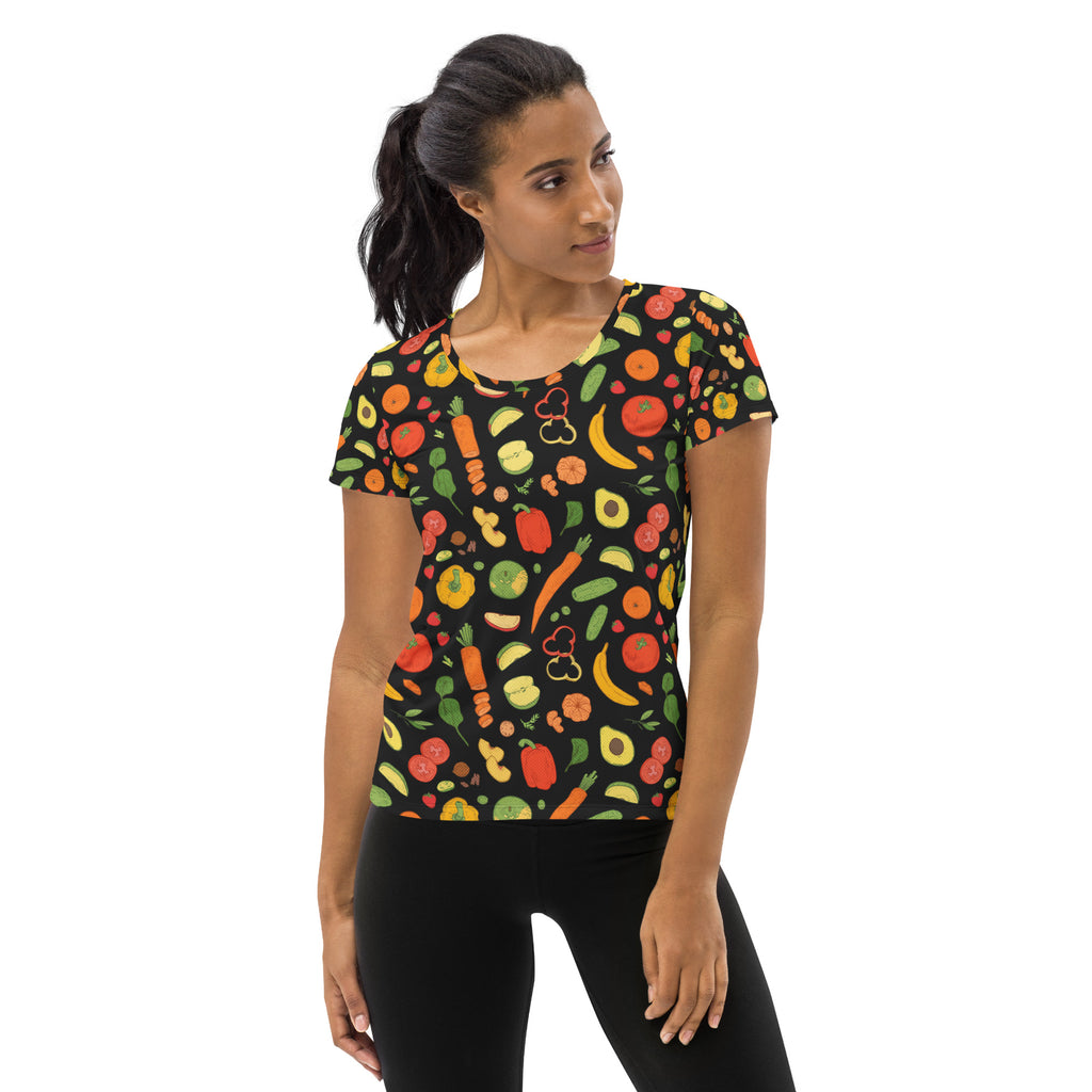 Women’s Fruit & Vegetable Athletic T-Shirt - Lightweight Moisture Wicking Workout Top With UPF 50+